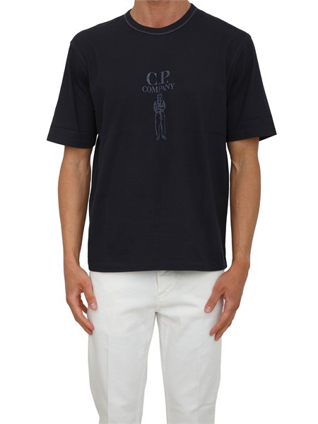 t shirt cp company in cotone blu con logo s120a110580w