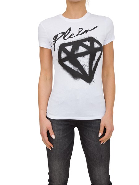 t shirt donna philipp plein bianco wtk2910pjy002n