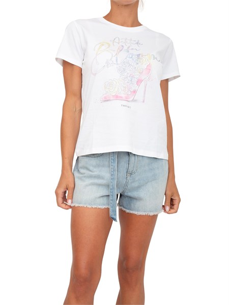 t shirt twinset in cotone bianco con stampa 251ax2121