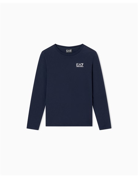 t shirt ea7 blu a maniche lunghe core identity boy in puro cotone organico asv 7b000021af10378