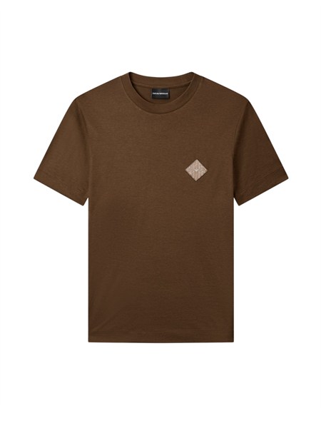 t shirt emporio armani in tessuto marrone con logo em005281af13747