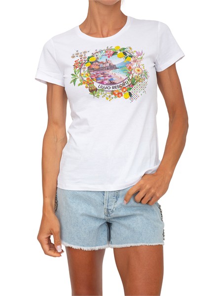 t shirt liu jo bianca con stampa wa6476js923