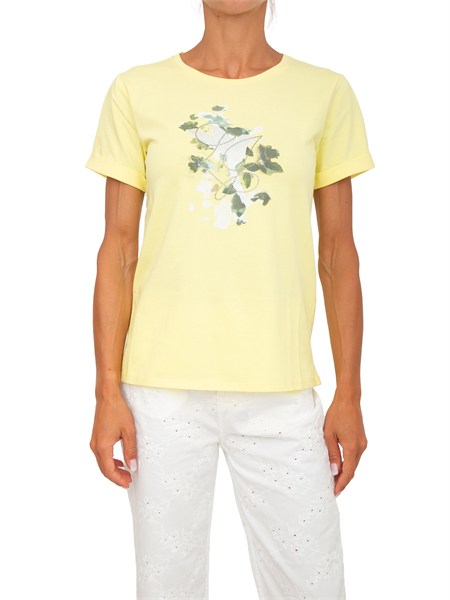 t shirt liu jo donna in cotone giallo con logo ta6163js003