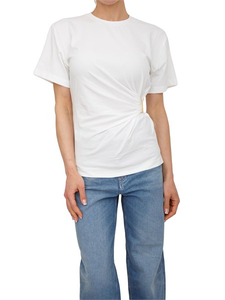 t shirt marya pinko in cotone bianca con placca dorata marya35d