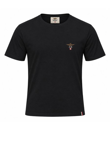 t shirt nera aeronautica militare in cotone am1uti001
