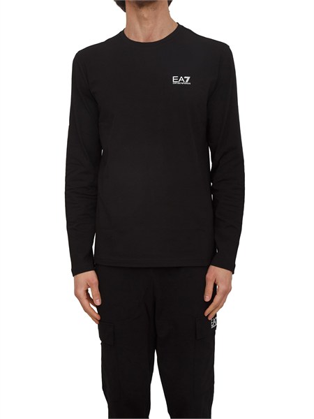 t shirt nero ea7 a maniche lunghe in jersey stretch 8npt28pjvqz