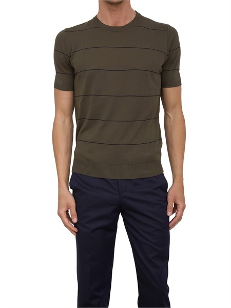 maglia uomo a maniche corte aiace galassi in cotone verde con righe a contrasto 1450720