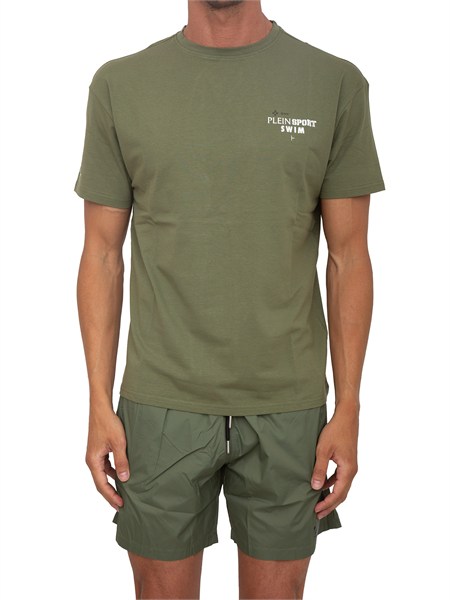t shirt uomo plein sport swim in cotone verde militare ps26mts03