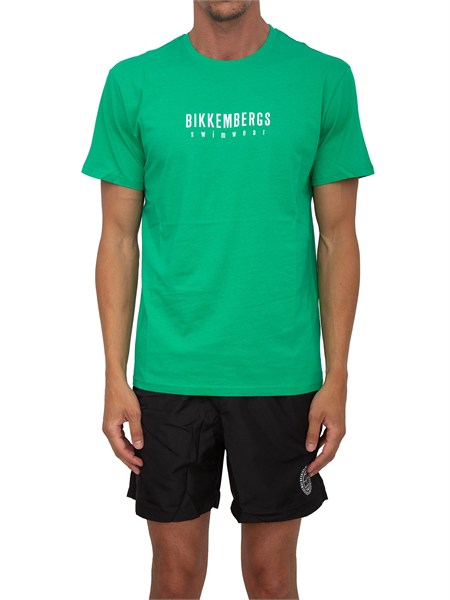t shirt verde bikkembergs swimwear uomo in cotone bkk26mts02