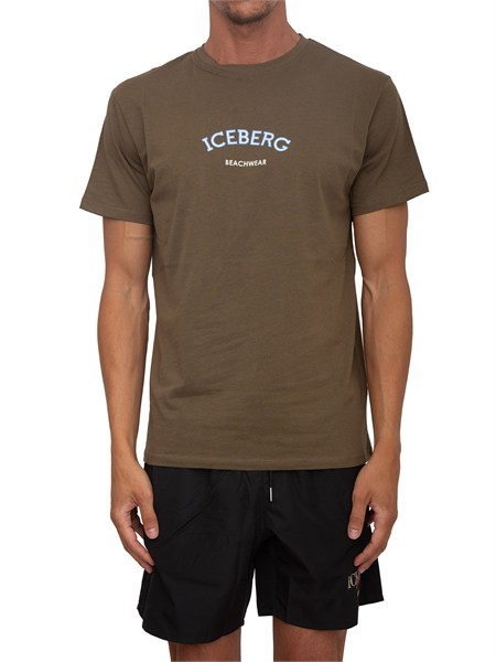 t shirt verde iceberg beachwear uomo con stampa logo ice26mts02