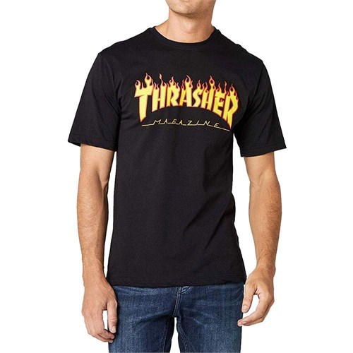 THRASHER THRASHER 311019 Tee Blk Flame in T-shirt
