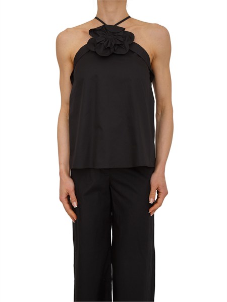 top fiandre nenette in cotone satin nero con maxi fiore 41bb fiandre