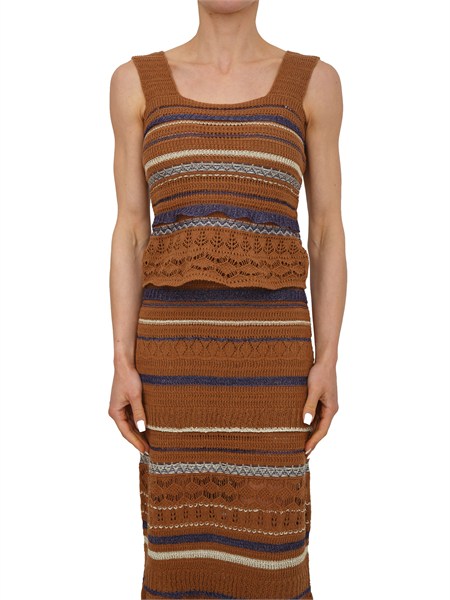 top moka nenette in maglia crochet marrone a righe 41bb moka